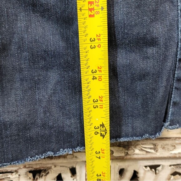 Ann Taylor Loft Distressed Modern Mid-Rise Boot Dark Blue Denim Jeans Size 6 - Picture 8 of 13